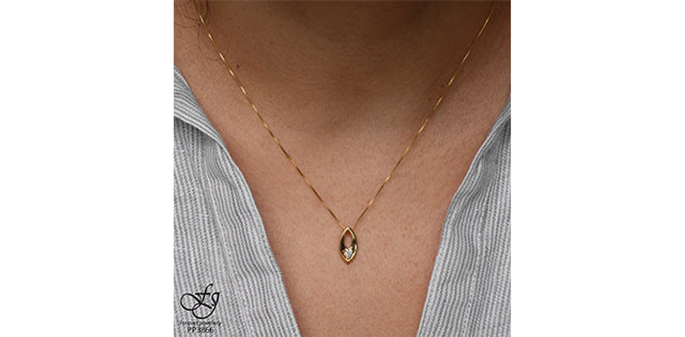 10K Yellow Gold 0.066cttw Canadian Diamond Necklace, 18"