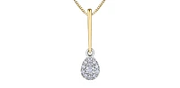 10K Yellow Gold 0.13cttw Diamond Pear Shaped Cluster Solitaire Necklace, 18"