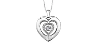 Sterling Silver 0.03cttw Diamond Heart Pulse Pendant, 18"