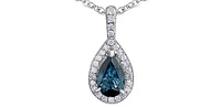 10K White Gold 0.60cttw Genuine Blue Sapphire and 0.09cttw Diamond Necklace, 18"