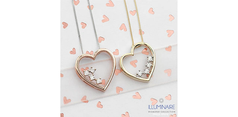 10K Yellow Gold 0.02cttw Diamond Heart Pendant, 18"