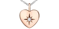 10K Rose & White Gold 0.027cttw Canadian Diamond Heart Pendant, 18"