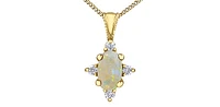 10K Yellow Gold 0.16cttw Opal and 0.03cttw Diamond Necklace - 18 Inches