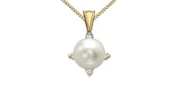 10K Yellow Gold Cultured Pearl and Diamond Pendant