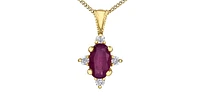 10K Yellow Gold Genuine Ruby and Diamond Necklace