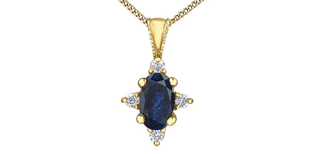 10K Yellow Gold 0.16cttw Sapphire & 0.03cttw Diamond Necklace - 18"
