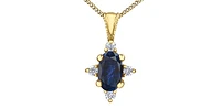 10K Yellow Gold 0.16cttw Sapphire & 0.03cttw Diamond Necklace - 18"