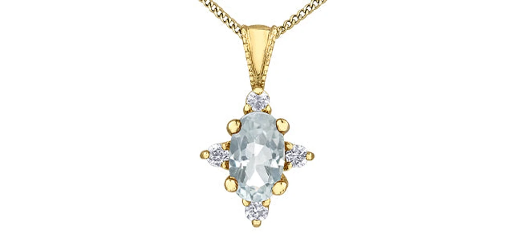 10K Yellow Gold Topaz and Diamond Pendant