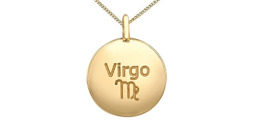 10K Yellow Gold 0.01 cttw Diamond Virgo Pendant, 18"