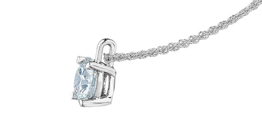 14K White Gold Lab Grown 1.01cttw Round Brilliant Cut Diamond Claw Set Pendant