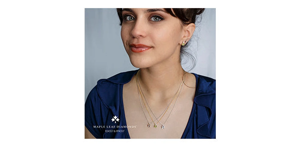 14K White Gold Aquamarine and Canadian Diamond Pendant - 18"