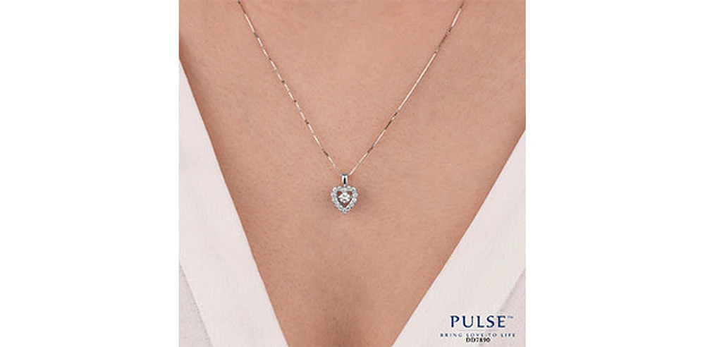 10K White Gold 0.35cttw Diamond Pulse Pendant, 18"