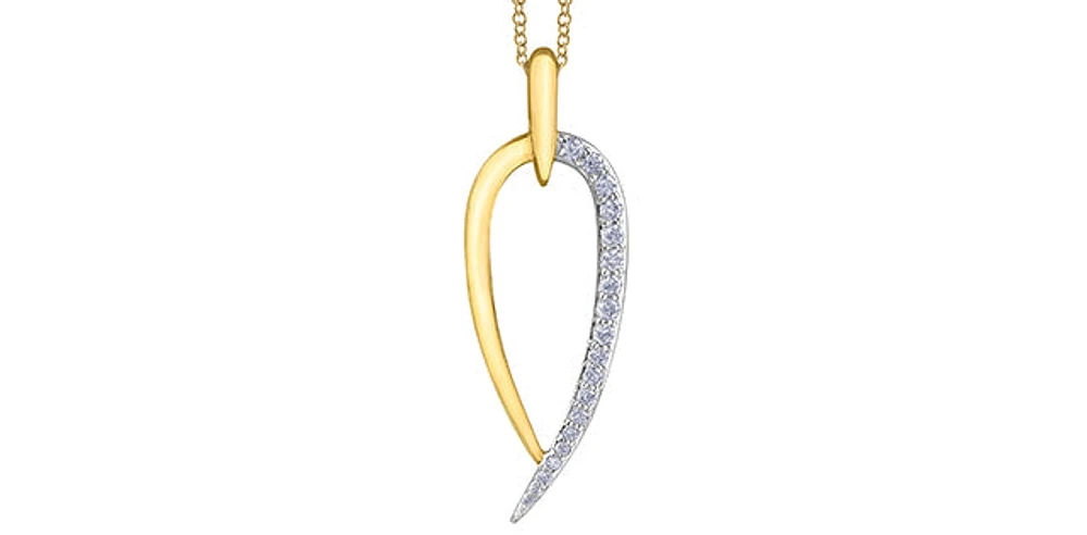 10K Yellow Gold 0.20cttw Diamond Necklace, 18"