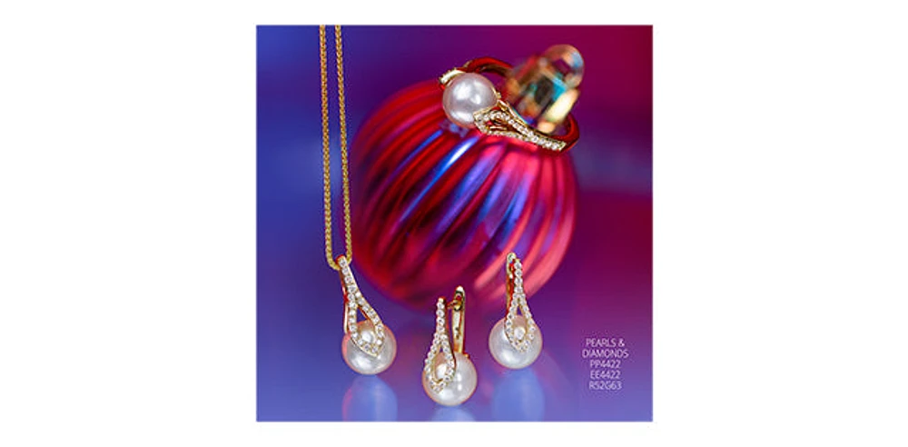 10K Yellow Gold Cultured Pearl and Diamond Necklace, 18"