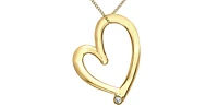 10K Yellow Gold 0.01cttw Diamond Heart Pendant, 18"