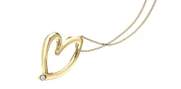 10K Yellow Gold 0.01cttw Diamond Heart Pendant, 18"
