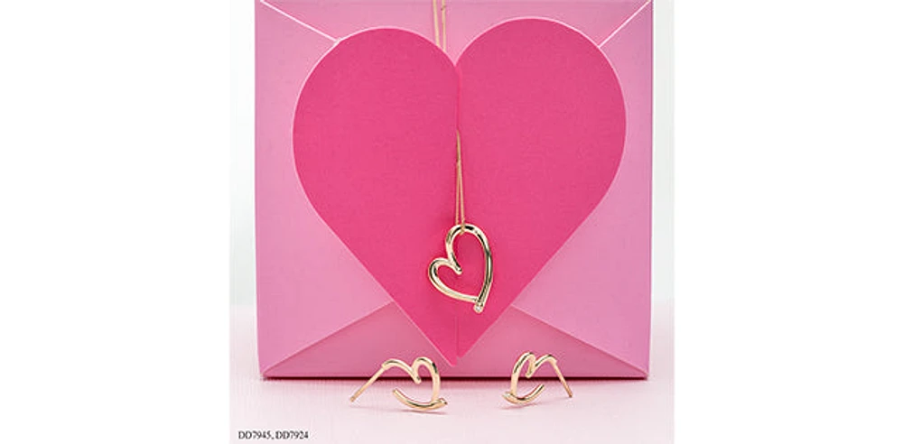 10K Yellow Gold 0.01cttw Diamond Heart Pendant, 18"