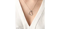 Sterling Silver & 10K Rose Gold 0.02cttw Diamond Double Heart Pendant, 18"