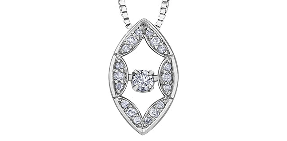 10K White Gold 0.10cttw Diamond Pulse Pendant, 18"