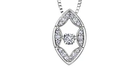 10K White Gold 0.10cttw Diamond Pulse Pendant, 18"