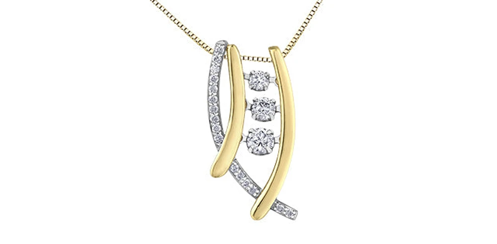 10K Yellow and White Gold 0.33cttw Diamond Pulse Necklace, 18"