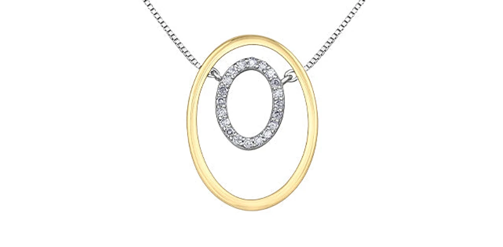 10K Yellow Gold 0.12cttw Diamond Pendant, 18"