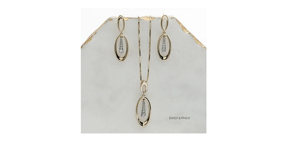 10K Yellow Gold 0.10cttw Diamond Necklace, 18"