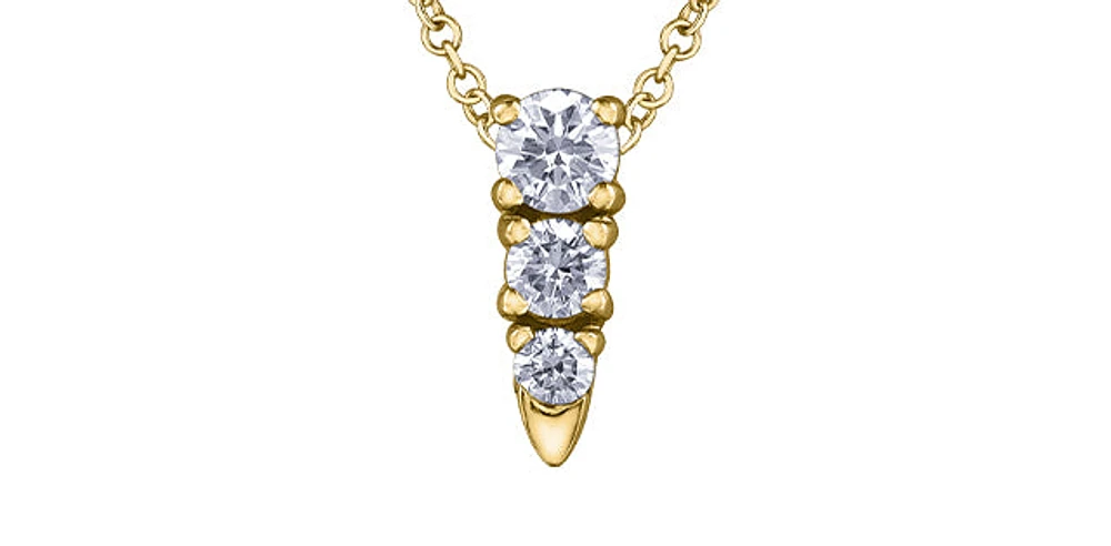 14K Gold 0.25cttw Canadian Diamond Pendant, 18"