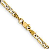 14K 3.9mm Semi-Solid with Rhodium Pavé Figaro Lobster Clasp Chain