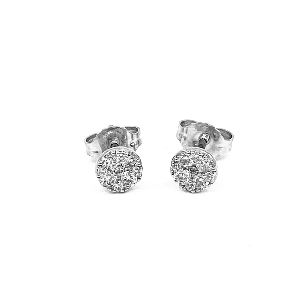14K White Gold 0.33cttw Round-Cut Diamond Cluster Stud Earrings