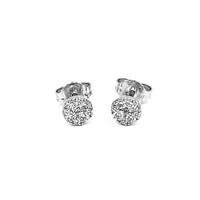 14K White Gold 0.33cttw Round-Cut Diamond Cluster Stud Earrings