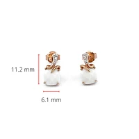 10K Rose Gold 6mm Cushion Cut Genuine Agate And 0.01cttw Diamonds Earrings