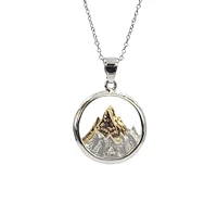 925 Sterling Silver and Gold Plated 0.015cttw Canadian Diamond Mountain Pendant