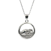925 Sterling Silver 0.015cttw Canadian Diamond Sleeping Mother Bear and Cub Pendant