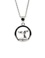925 Sterling Silver 0.015cttw Canadian Diamond Whale Tail Pendant