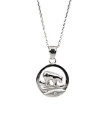 925 Sterling Silver 0.015cttw Canadian Diamond Spirit Bear Pendant