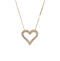 10K Yellow Gold 0.125cttw Diamond Heart Pendant, 18"