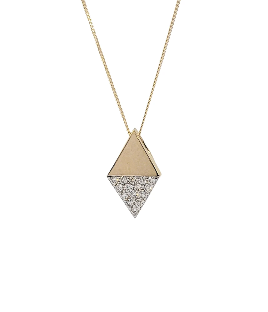 10K Yellow Gold 0.15cttw Diamond Pendant, 18"