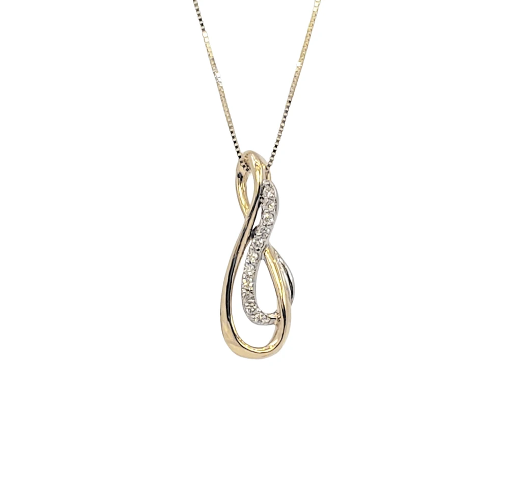 10K Yellow Gold 0.075cttw Diamond Pendant, 18"