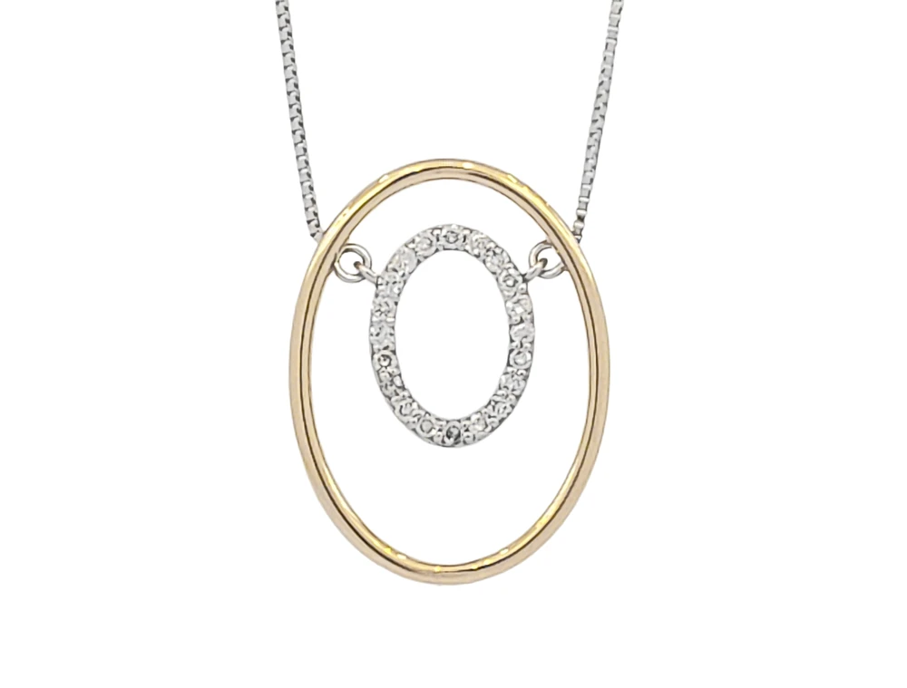 10K Yellow Gold 0.12cttw Diamond Pendant, 18"