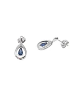 10K White Gold Sapphire and Diamond Earrings