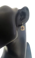 10K Gold 6x4mm Oval Cut Created Alexandrite and 0.045cttw Diamond Dangle Earrings with Euro Backs