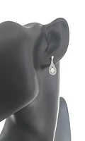 10K White Gold 5x3mm Oval Cut White Opal and 0.115cttw Diamond Dangle Earrings with Butterfly Backings
