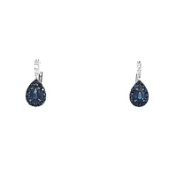 10K White Gold 0.73cttw Sapphire and 0.06cttw Diamond Halo Lever Back Earrings