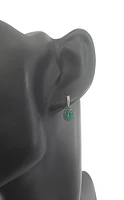 10K White Gold 0.60cttw Emerald and 0.06cttw Diamond Halo Lever Back Earrings