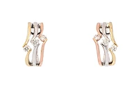 14K Tri Tone Gold 0.54cttw Diamond Hoop Earrings