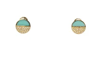 14K Yellow Gold 0.46cttw Turquoise and 0.12cttw Diamond Earrings