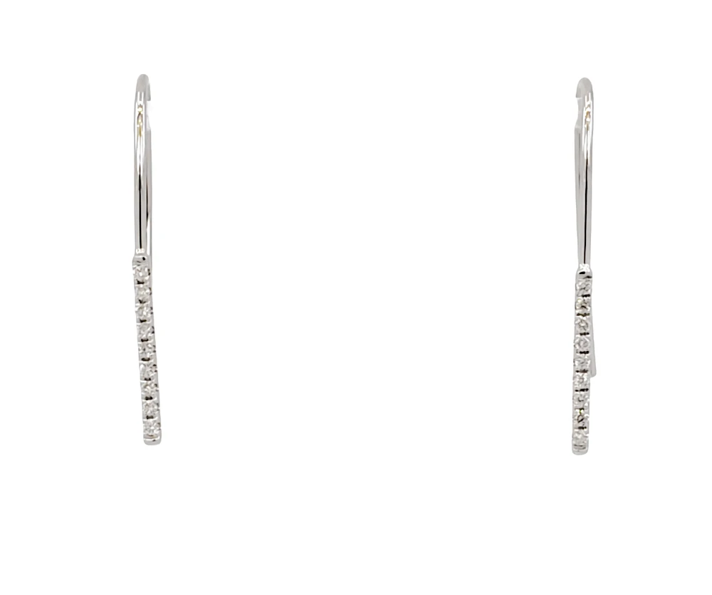 14K White Gold 0.09cttw Diamond Dangle Earrings