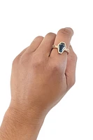 14K Rose Gold 2.06cttw Blue Topaz and 0.17cttw Diamond Halo Ring - Size 6.5