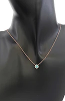 14K Rose Gold 0.18cttw Turquoise and 0.04cttw Diamond Necklace, 18"